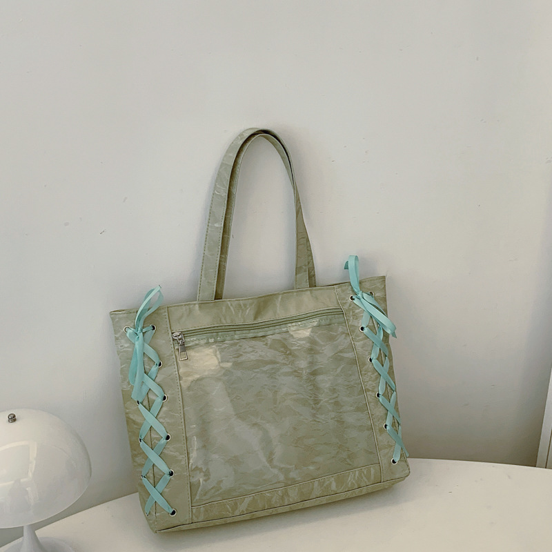 Bolsa de gran capacidad para mujeres dulces niñas de dos dimensiones transparentes 2025 primavera y verano pequeñas bolsas de hombro bajo la axila fresca