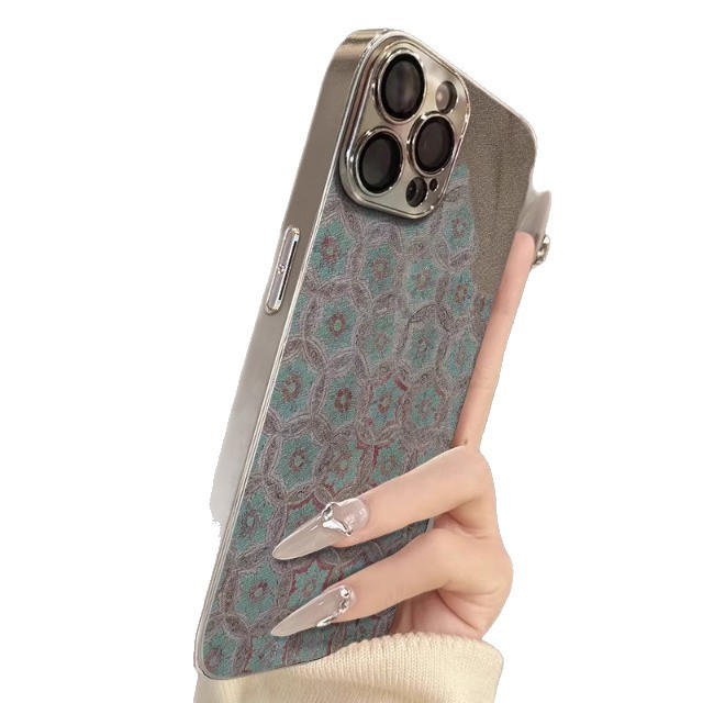Patrón retro para Apple 16 Promax temperamento estético de moda femenina caso de teléfono iPhone 15 chapado