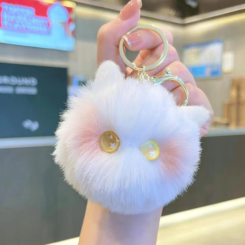 かわいい赤面猫ボールキーホルダーぬいぐるみランドセルペンダント女性人形絶妙な人形ペンダントアクセサリー|undefined