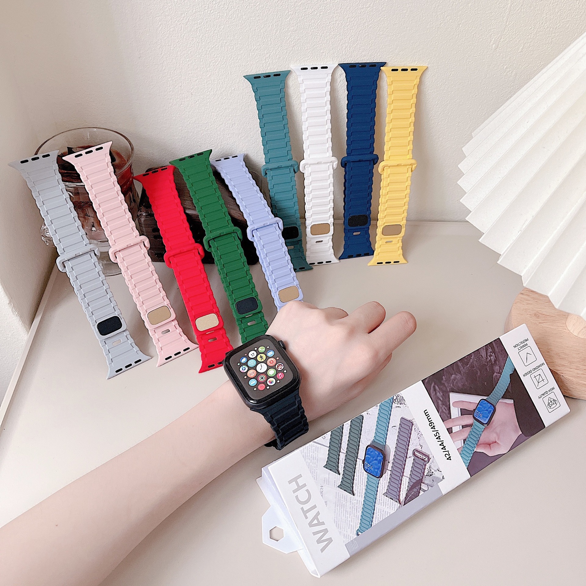 适用iwatch硅胶表带苹果Ultra商务表带apple watch7 SE8表壳表带