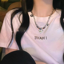 彩珠爱心项链仙女锁骨链冷淡风吊坠不掉色ins风小众饰品批发女