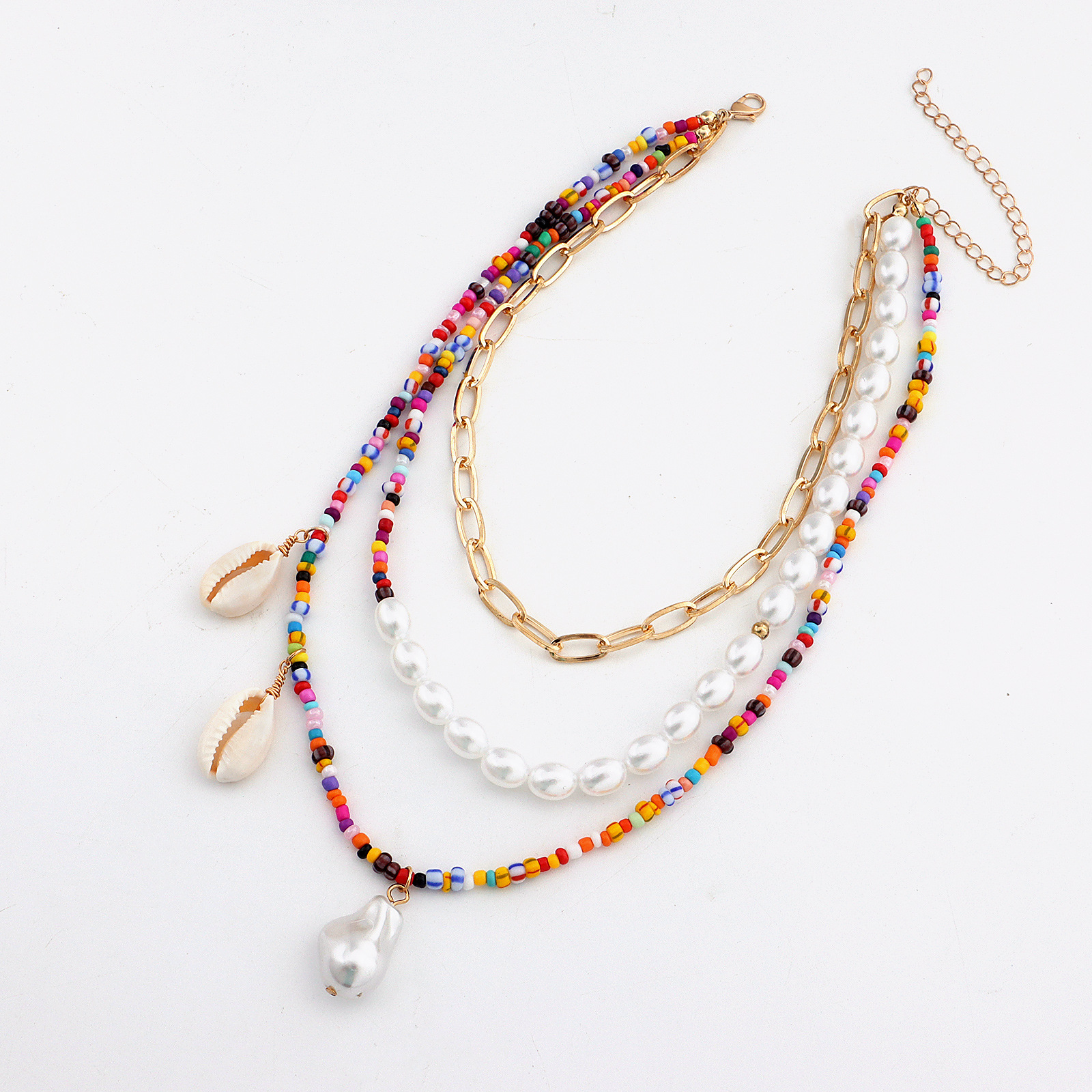Vacation Shell Alloy Baroque Pearls Seed Bead Wholesale Layered Necklaces display picture 3