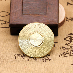 黃銅復古實心隨身迷你小羅盤太極八卦指尖陀螺手把件義烏廠家批發