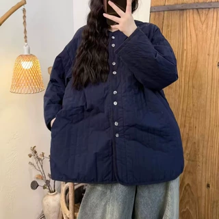 新款休闲百搭系扣设计棉服厚