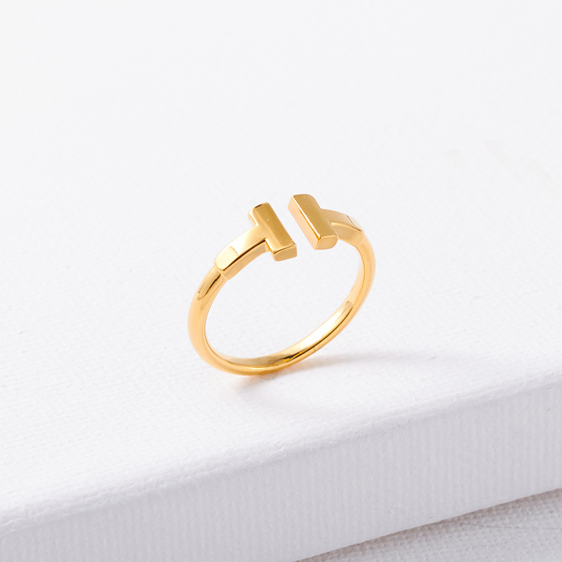 Adjustable Ring Size 1 Piece Simple Style Letter Copper Plating Inlay Zircon Open Ring