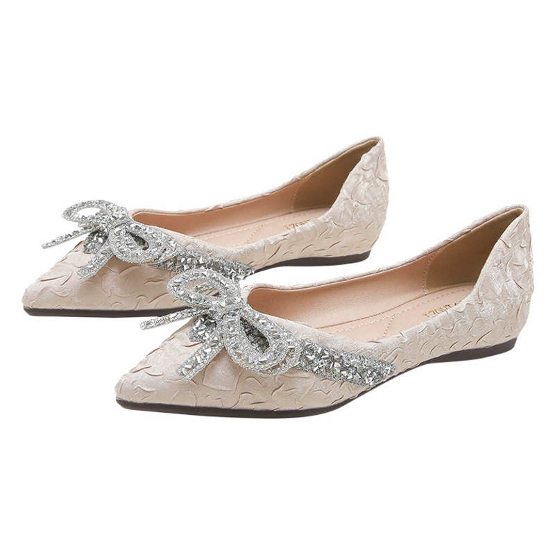 Женские туфли на плоской подошве со стразами, новинка 2025 года, удобные туфли с мягким носком, вечерний бриз, нежная обувь, женская обувь большого размера, размеры от 41 до 43
