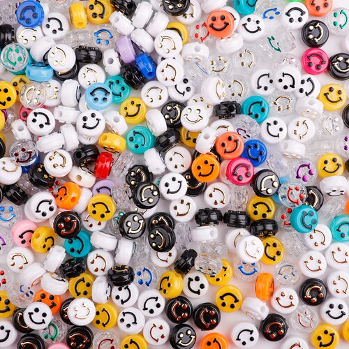 50 pieces acrylic smiley face round flat beads loose beads diy handmade bracelet jewelry accessories hot sale wholesale