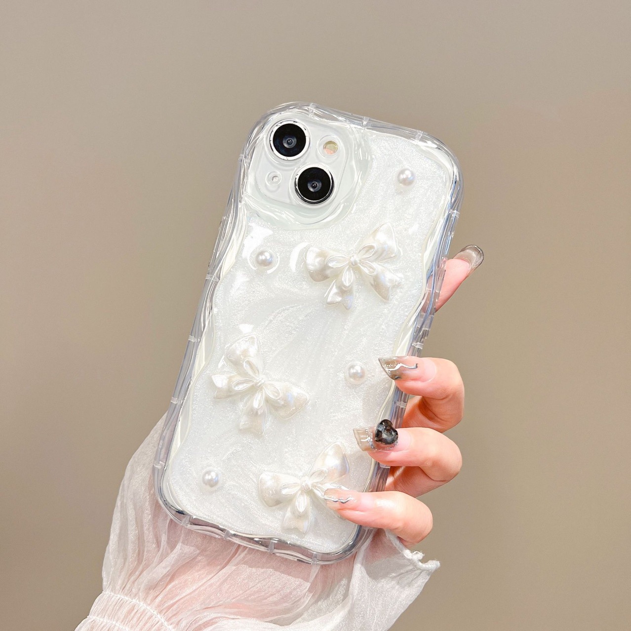 Estilo suave ins Blooming arco tridimensional para Apple 12/13 teléfono caso iPhone14 hembra 15Promax