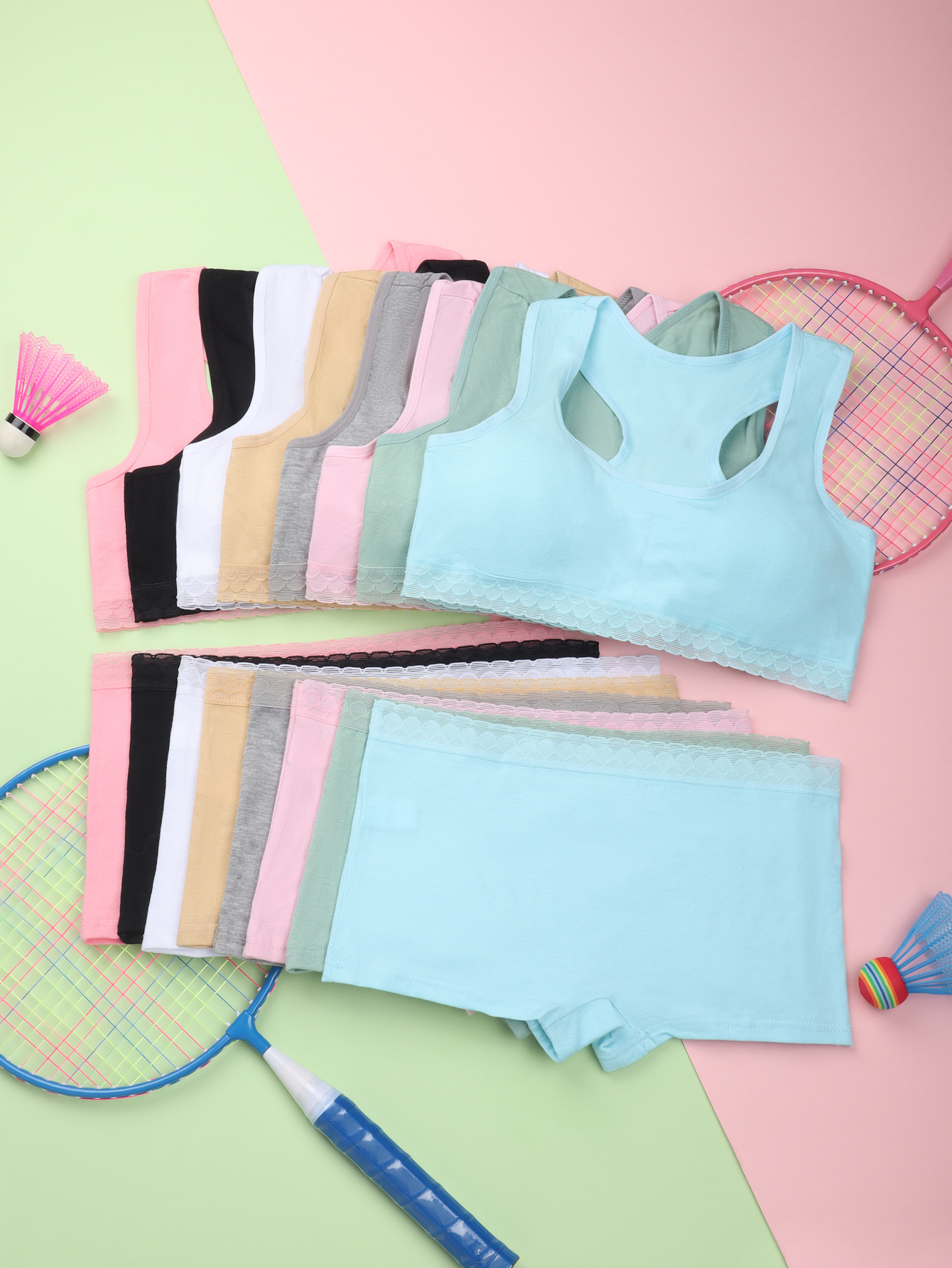 Sujetador deportivo para niñas sin anillo de acero, período de desarrollo cómodo de algodón, ropa interior de chaleco de encaje para niñas de 12-16 años