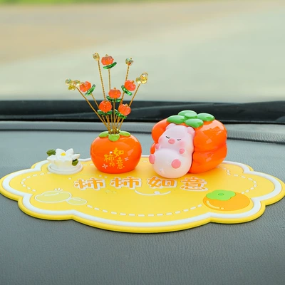 Pig Car Ornament | Car ornaments - mengmei-persimmon-persimmon-ornaments-lotus-yellow-cushion