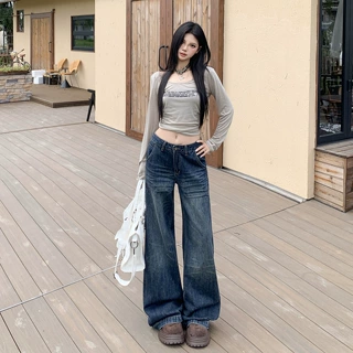 美式复古直筒牛仔裤女2026年秋季新款高腰宽松显瘦慵懒风阔腿裤子