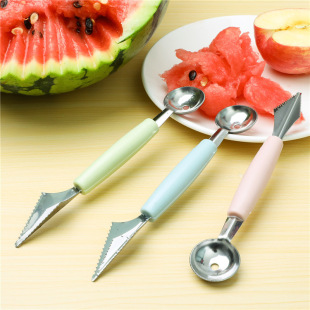 Stainless Steel Fruit Ball Digger Watermelon Platter Carved Knife Multifunctional Ice Cream Scoop Double Head Ball Digger Wholesale