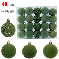 国境を越えた新しいクリスマス装飾品6cm 40pcsクリスマスボールクリスマス植毛ぬいぐるみプラスチックボールクリスマスツリーペンダント