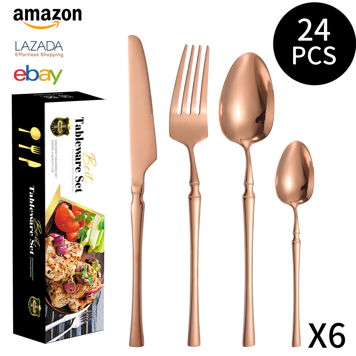 로즈 골드 24 장 세트 (블랙 박스)