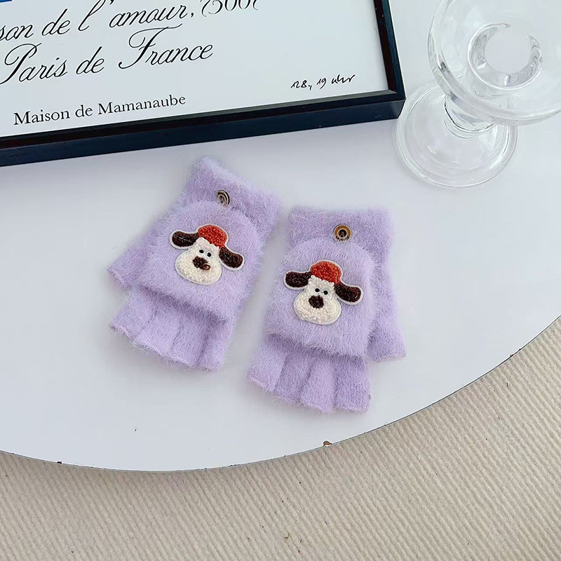 Guantes infantiles de invierno para niñas guantes de dedo para niñas guantes de medio dedo para estudiantes de escritura de escritura guantes de flip