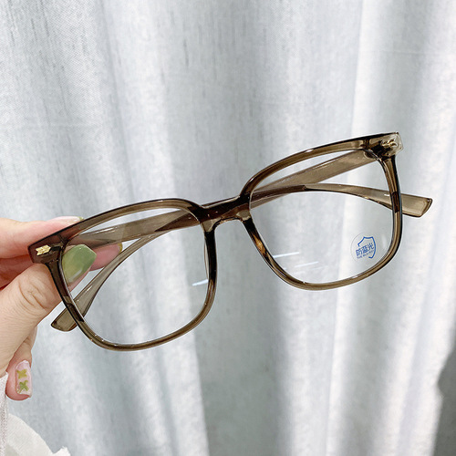 The same TR90 anti-blue light glasses for big faces, slimming glasses without makeup, Internet celebrity square PC myopia glasses