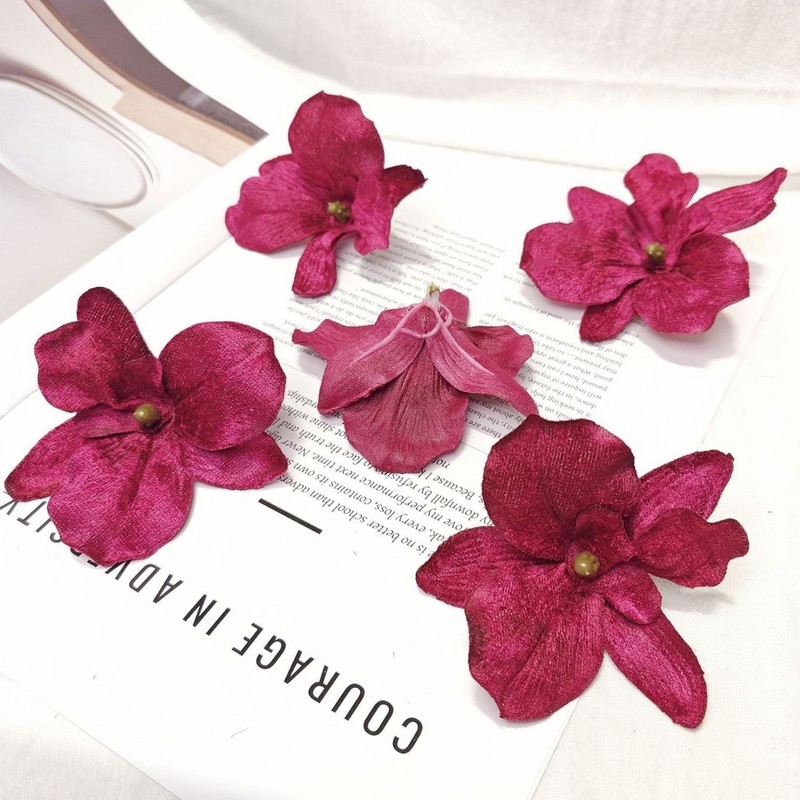 ベルベットの蘭の花 DIY ブライダルヘアアクセサリー 花飾り ヘアピン アクセサリー 花飾り 結婚式 ホームギフトボックス フェイクフラワー 胡蝶蘭|undefined