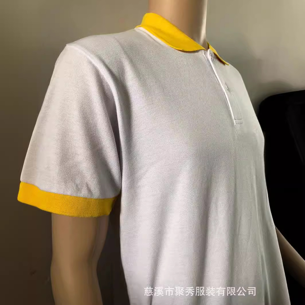 Factory Customized foreign trade supply pocket POLO shirt polyester cotton embroidered lapel T-shirt golf plain POLO Men's