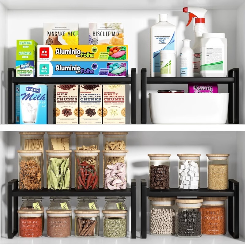 Organizador multinivel para encimera de cocina – para vasos, utensilios, con zona de drenaje