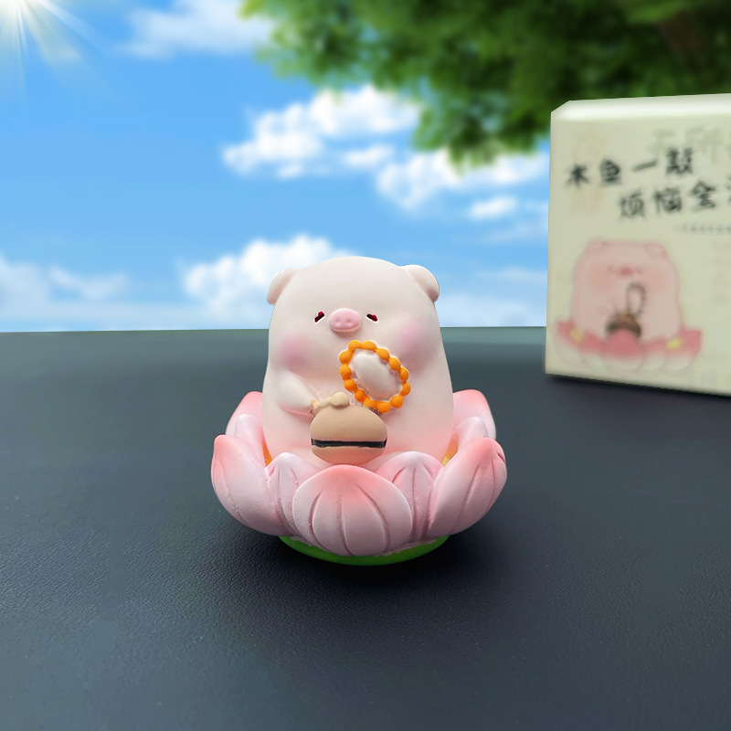 오리지널 행운 연꽃 장식 - 돼지