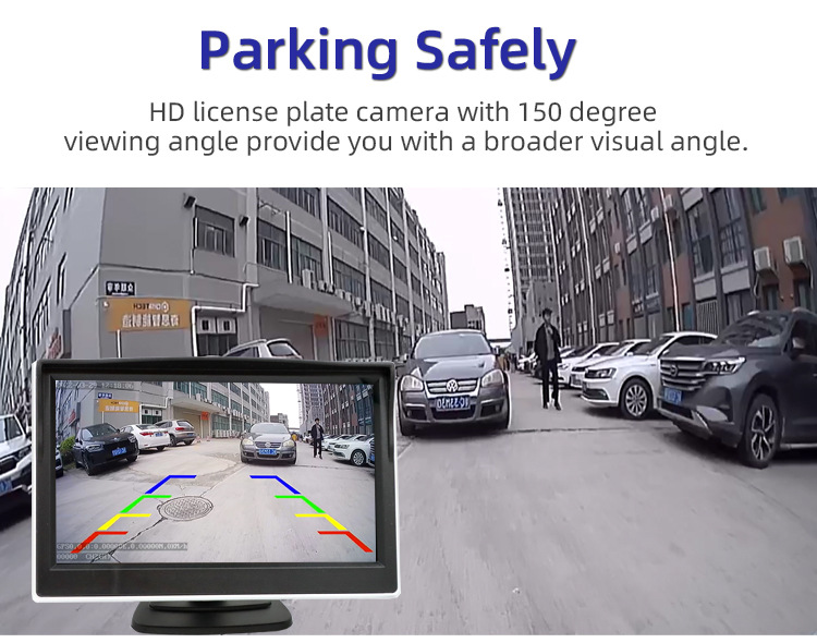 License Plate Frame Camera Hd Display Waterproof Full Set Back up Camera 5inch Wireless Reversing Image