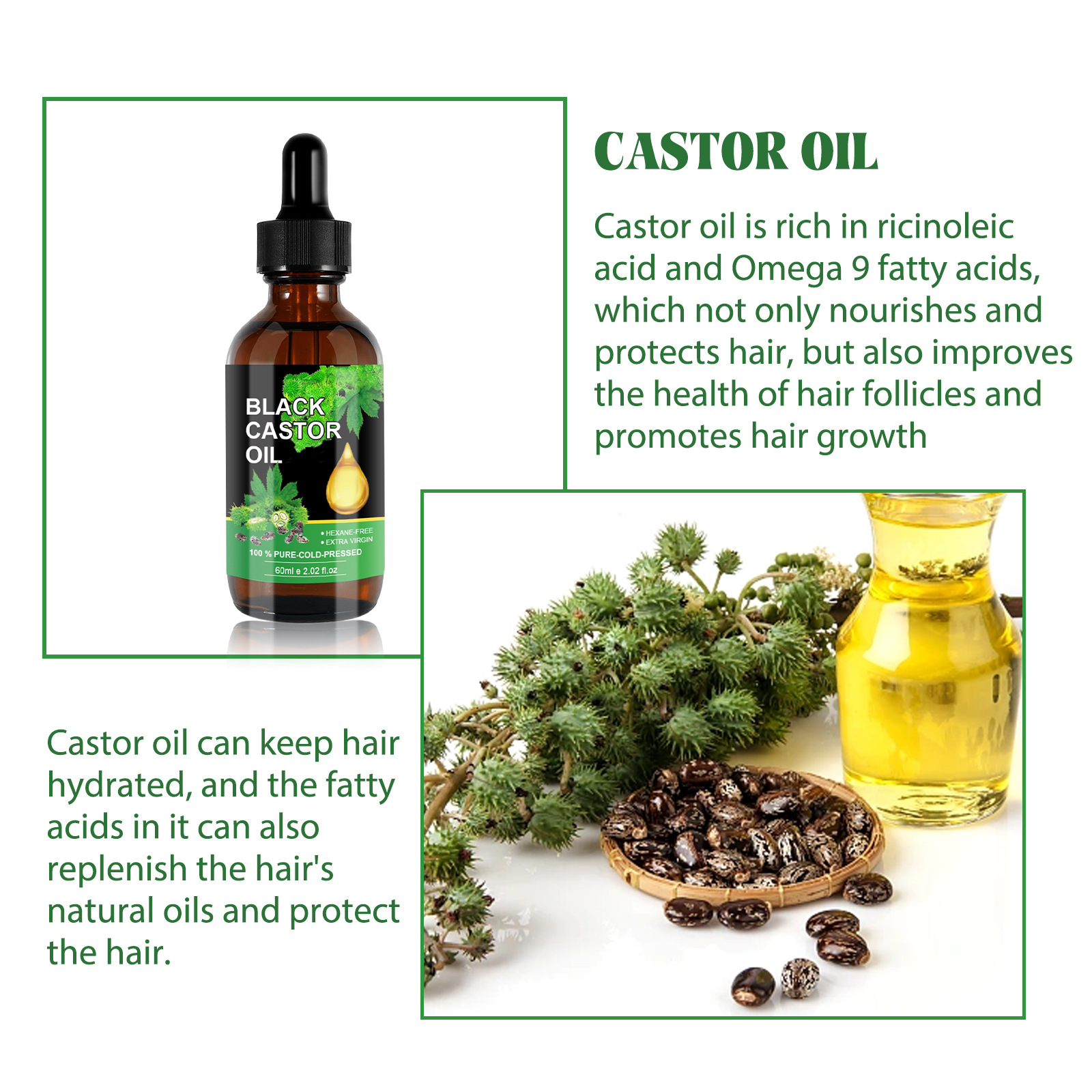 Der Oil OUHOE Rizinus-Conditioner verbessert die Festigkeit des Haaransatzes, nährt die Haarwurzeln, macht das Haar weich und beugt Haarausfall vor_voghion.com