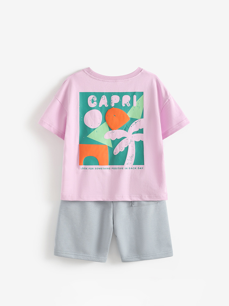 Malwee transfronterizo de verano estilo europeo y americano pantalones cortos de manga corta de dos piezas para niños y medianos nuevo conjunto cómodo