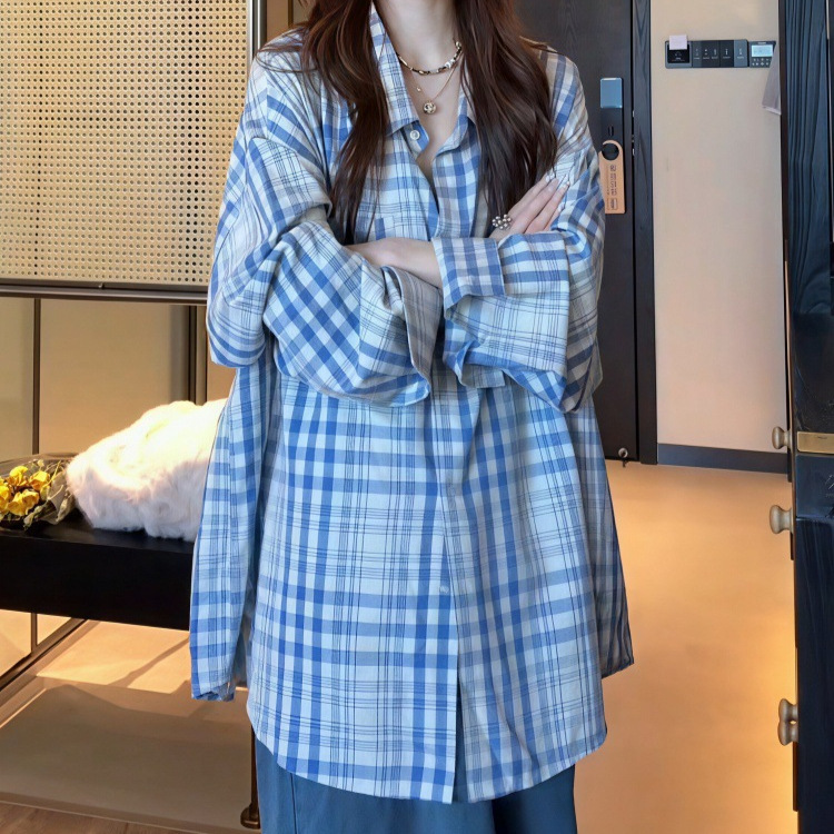 Plus Size 150kg Fashionable Retro Plaid Long-Sleeve Shirt for Women, New Summer Casual Loose Cardigan Top Plus Size 150kg Fashionable Retro Plaid Long-Sleeve Shirt for Women, New Summer Casual Loose Cardigan Top