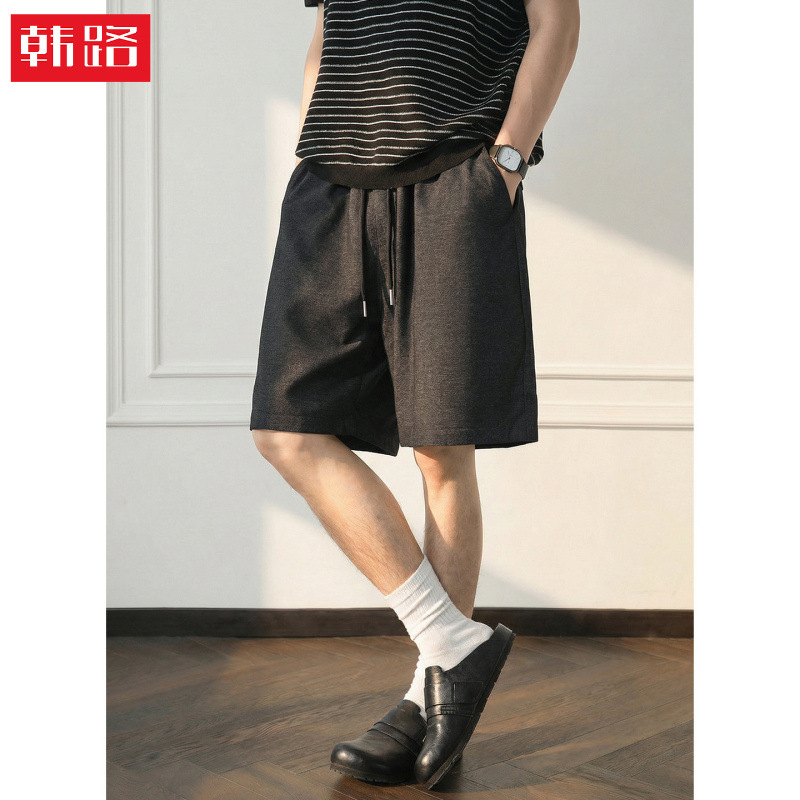 Retro Faux Denim Casual Shorts for Men, Summer Thin Style, Trendy Brand, Loose Straight Five-Point Pants, Simple Breathable Mid-Length Shorts
