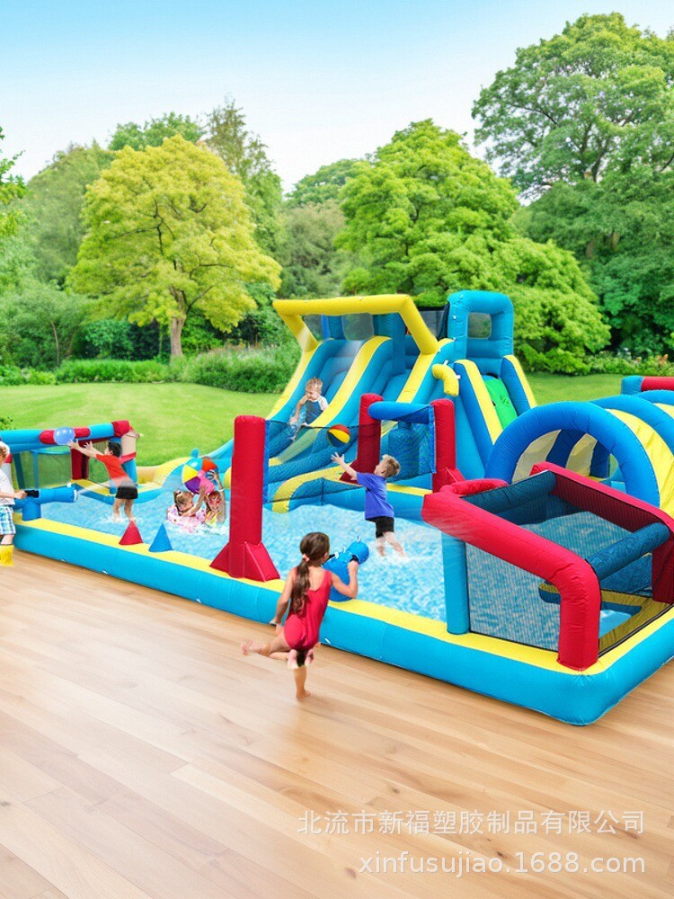 Cruce de fronteras inflables para niños al aire libre chorro de agua tobogán cama de salto interior pequeña cama de salto casa piscina de juego