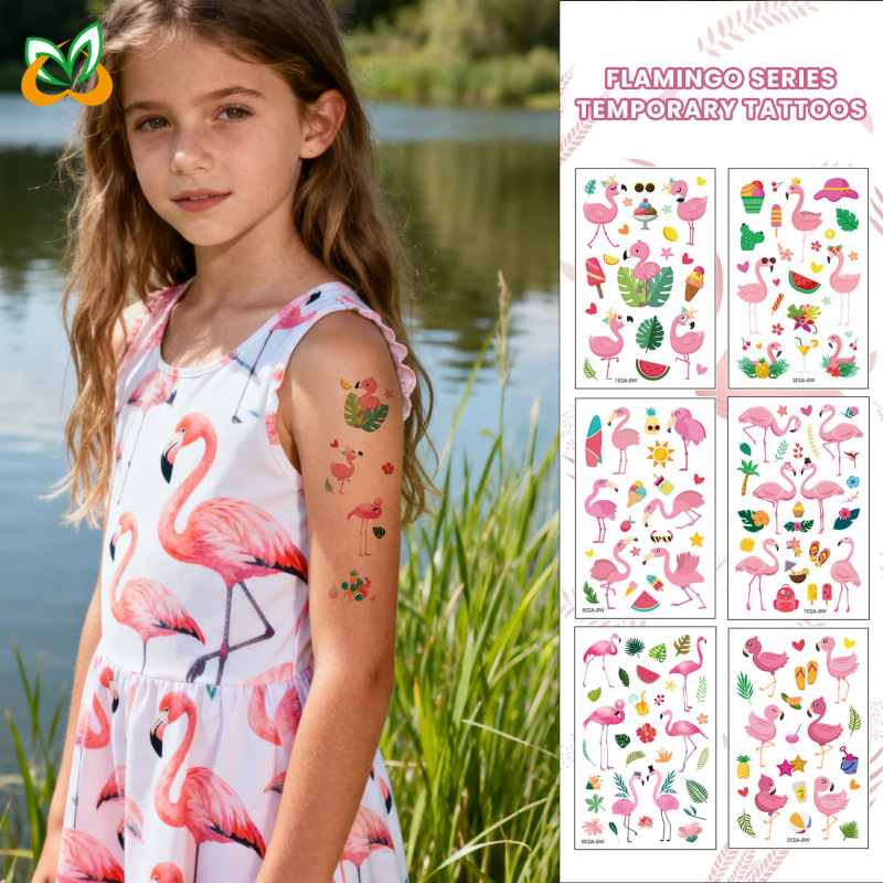 Cross-Border New Flamingo Tattoo Stickers Waterproof and Sweat-Proof Children's Cartoon Color Watermark Stickers Temporary Tattoo Stickers Cross-Border New Flamingo Tattoo Stickers Waterproof and Sweat-Proof Children's Cartoon Color Watermark Stickers Temporary Tattoo Stickers