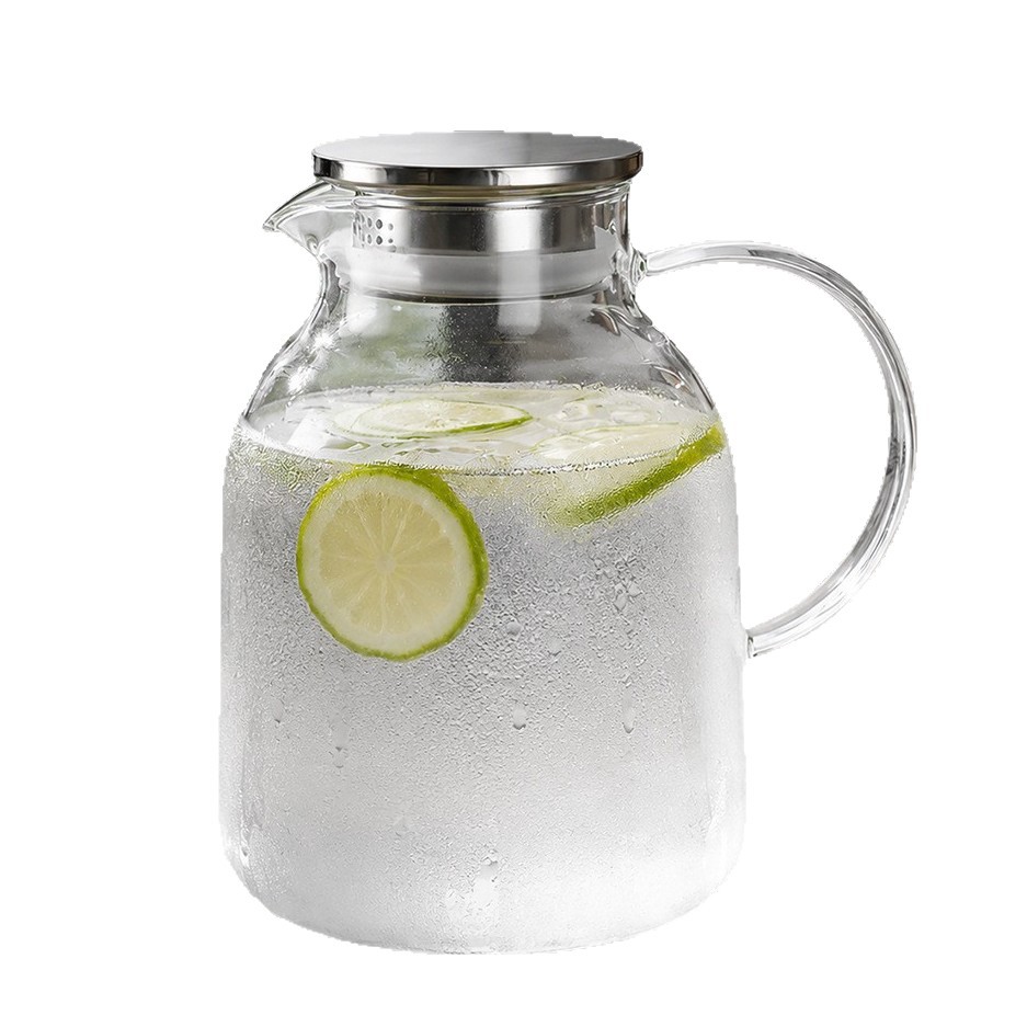 tetera de agua fría de vidrio de silicio resistente a altas temperaturas tetera de almacenamiento de agua doméstica de gran capacidad tetera de té fría bebida de jugo de fruta tetera de bebida caliente