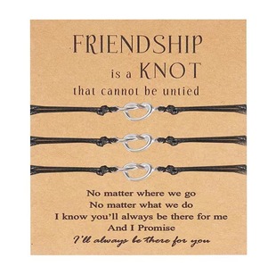 Cross-border Hot Knot Love Woven Design Bracelet Friendship Card Black Rope Wax Line Creative Hand Rope for Europe and America