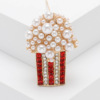 Pin from pearl, fashionable cute brooch, accessory, European style