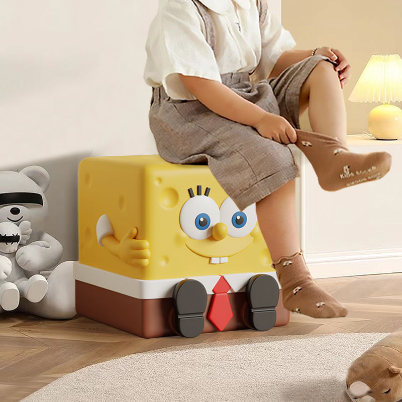 Taburetes de zapatos de Bob Esponja, taburetes de zapatos creativos en línea, taburetes de sala de estar pequeños, dibujos animados lindos para niños
