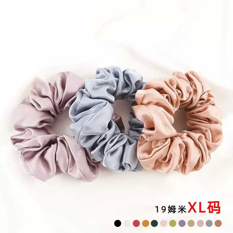 蝶绣 19姆米真丝发圈4.5cm大号缎面桑蚕丝发绳高级感大肠发圈批发