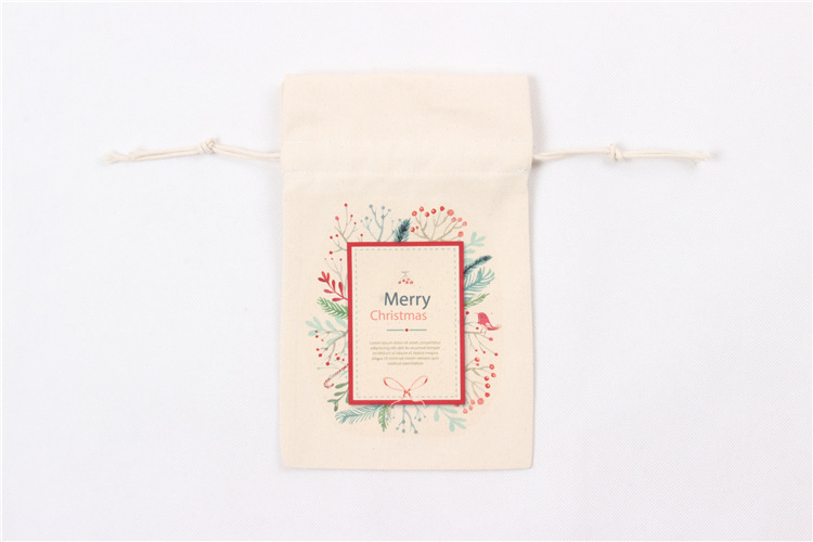 A245 logo printed canvas storage bag with drawstring closure, gift pocket, portable for Christmas packaging gifts undefined