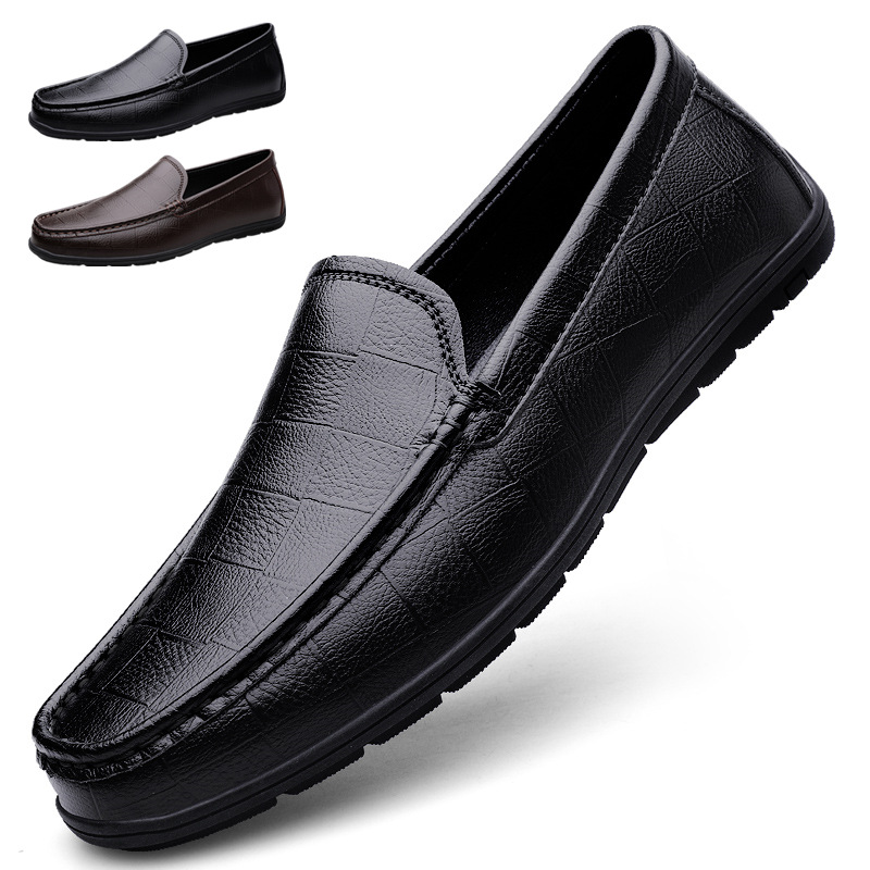 Amazon large size cross-border overseas live broadcast slip-on loafers breathable Men's shoes business men's casual leather shoes