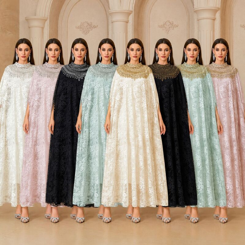 Kl011 Cross-Border Luxury Heavy-Duty Handmade Beaded Lace Dress Loose Plus-Size Dress Summer Foreign Trade Women's Clothing Wholesale Kl011 Cross-Border Luxury Heavy-Duty Handmade Beaded Lace Dress Loose Plus-Size Dress Summer Foreign Trade Women's Clothing Wholesale