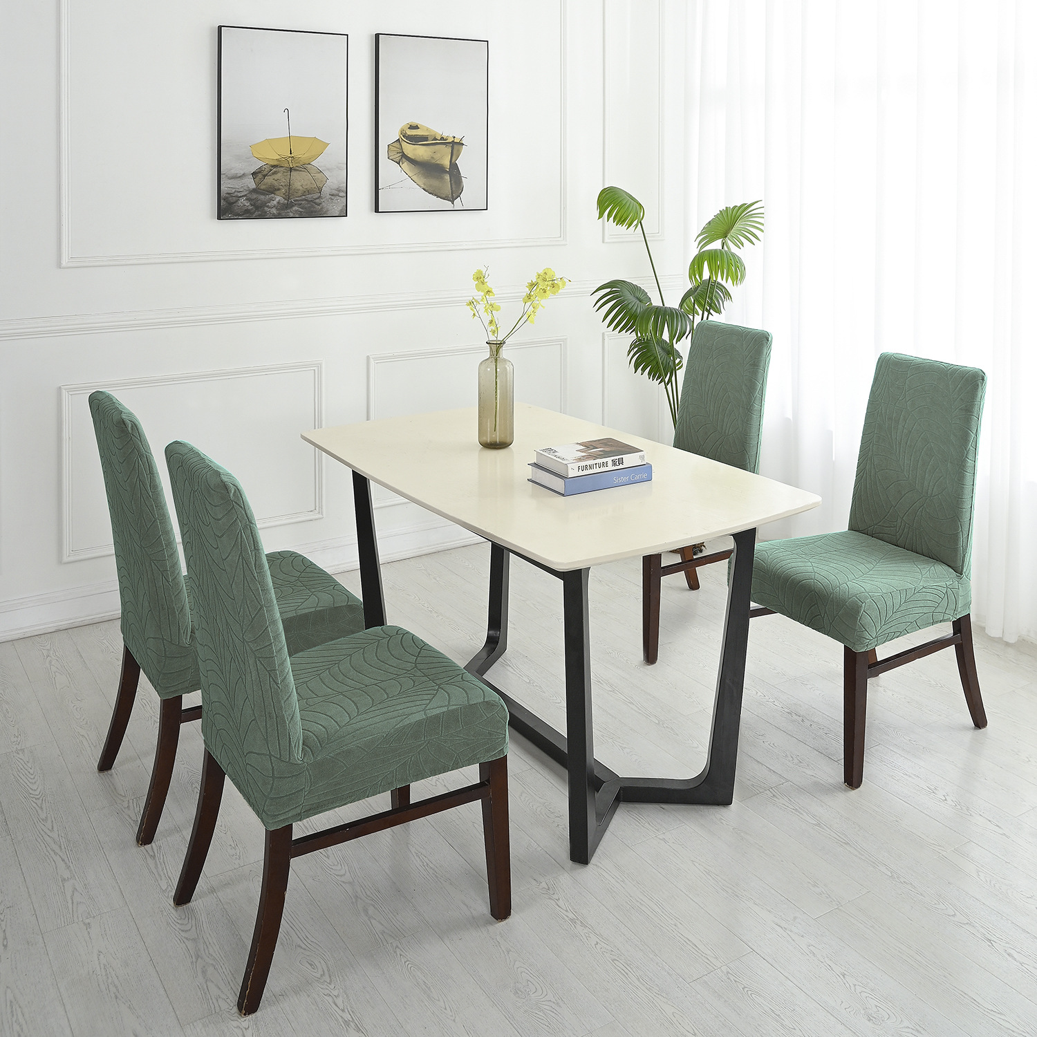 Funda de silla jacquard a prueba de salpicaduras transfronteriza, funda universal para silla de hogar, funda para media silla, funda para taburete regular