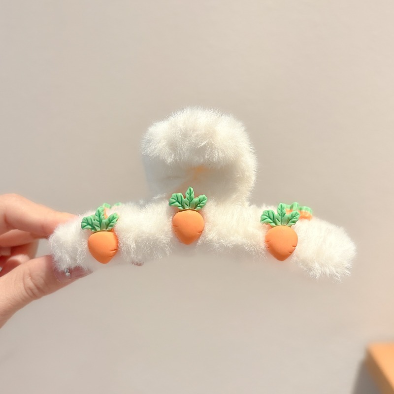 Clip de pelo coreano de peluche de invierno de cabeza de mujer gran clip de tiburón de caño y invierno clip de cabello de café clip de cabeza