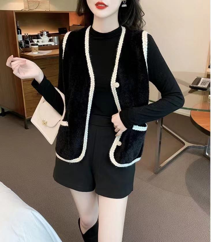 Francés Socialite estilo Chanel chaleco exterior Otoño e Invierno nueva moda todo-Partido moda sin mangas punto cardigan abrigo para las mujeres image 8