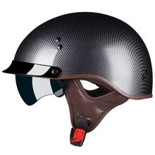 3C認證哈雷摩托車頭盔巡航復古內鏡半盔仿碳纖機車安全盔帽瓢盔
