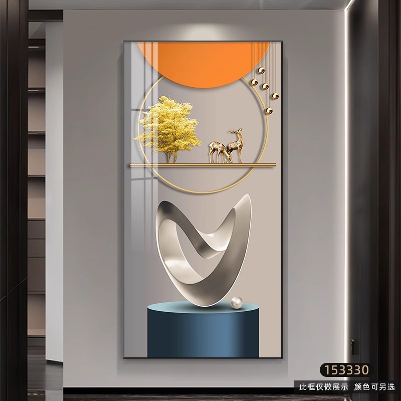 Entrar en el hogar nueve peces pintura decorada pasillo de la sala de estar pintura colgante nuevo alce atmosférico pintura mural vertical