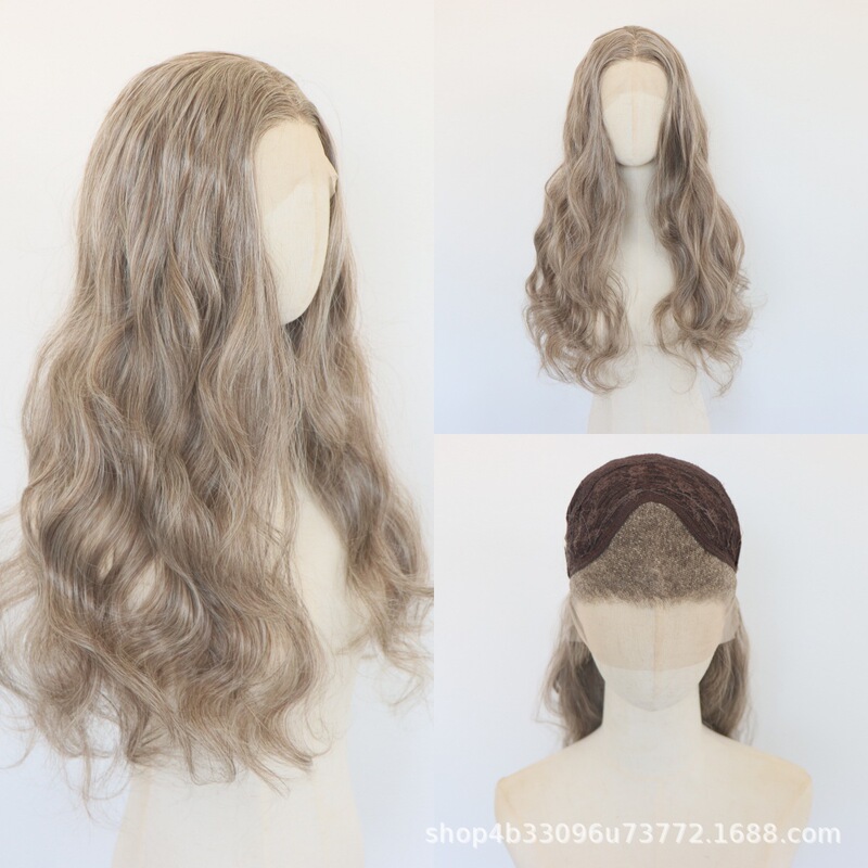 Direct sale from manufacturer: mixed color long wavy curly hair 13*4 front lace high-temperature synthetic fiber wig Direct sale from manufacturer: mixed color long wavy curly hair 13*4 front lace high-temperature synthetic fiber wig