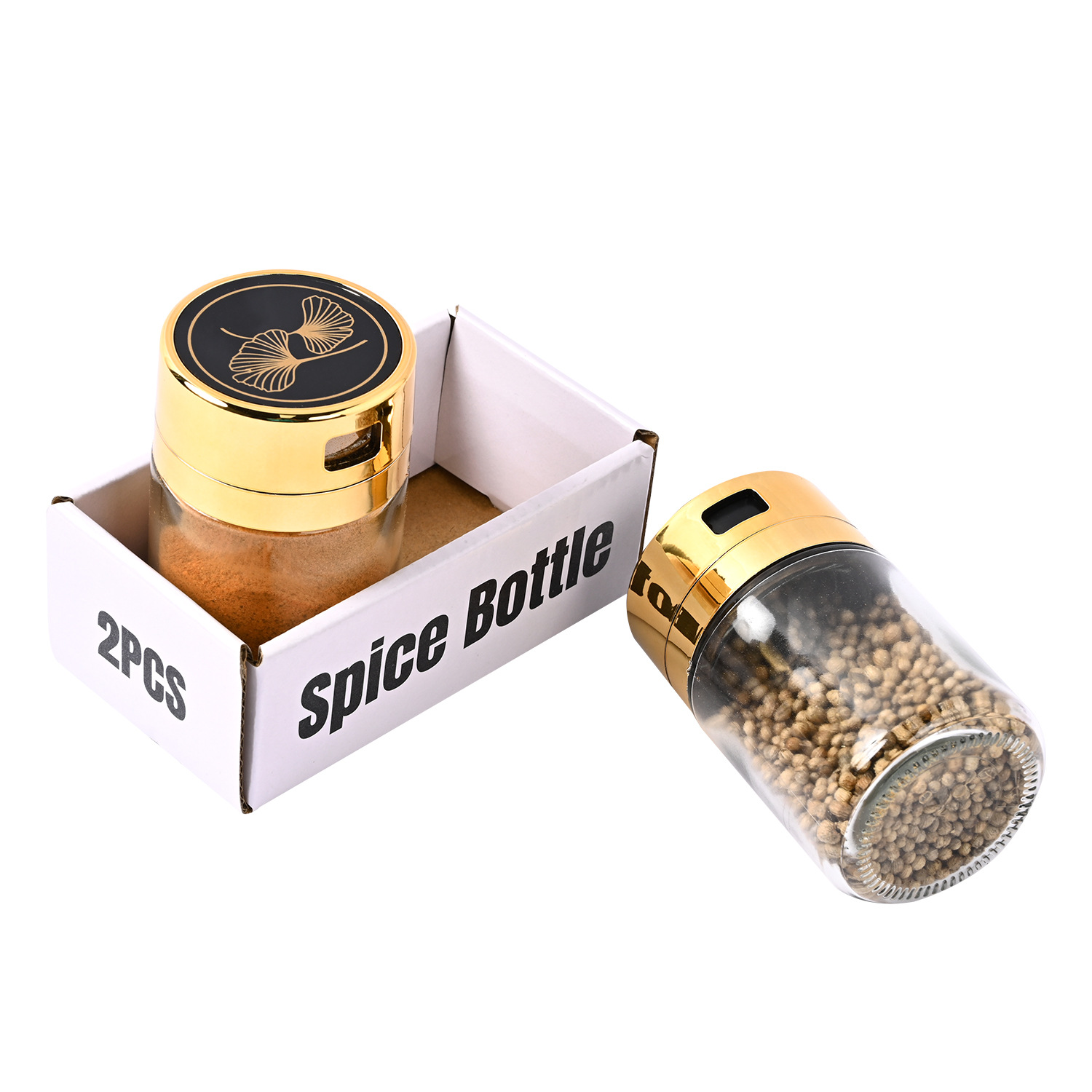 Venta caliente transfronteriza cocina de acero inoxidable Luz de lujo de vidrio condimento tarro traje hogar sellado de vidrio condimento tarro al por mayor