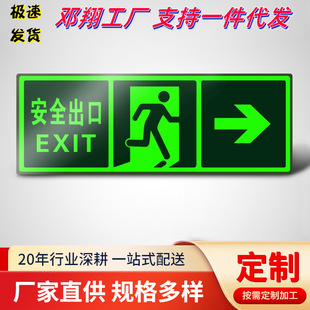 Right Safety Exit Sign Wall Sticker Sticker Stair Passage Emergency Evacuation Emergency Escape Luminous Fluorescence