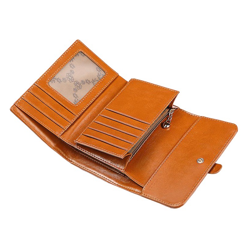 Factory Direct Sales Banano K-Style New Wallet Women's Short Style 70% off Retro Oil Wax Cowhide Buckle Small Coin Clip