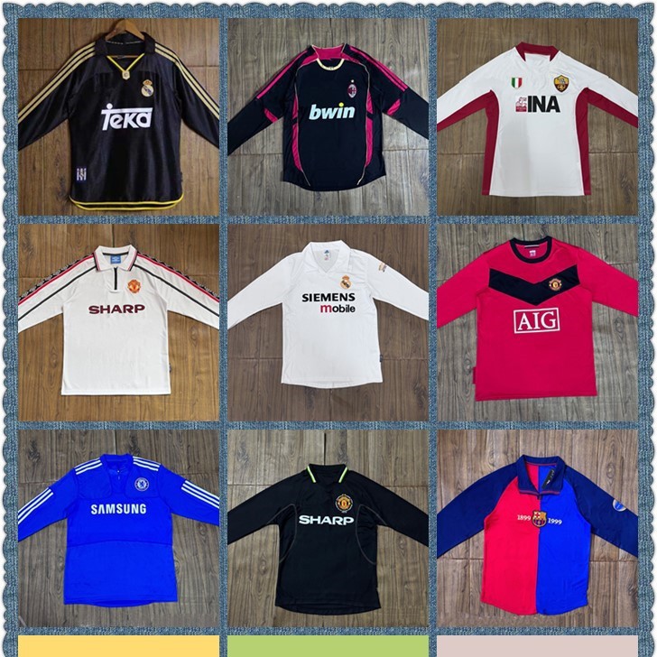 Directly Supplied from the Source, Classic Retro Long-Sleeved Manchester United, Real Madrid, Barcelona, Chelsea, Ac Slim-Fit Quick-Drying Football Jerseys