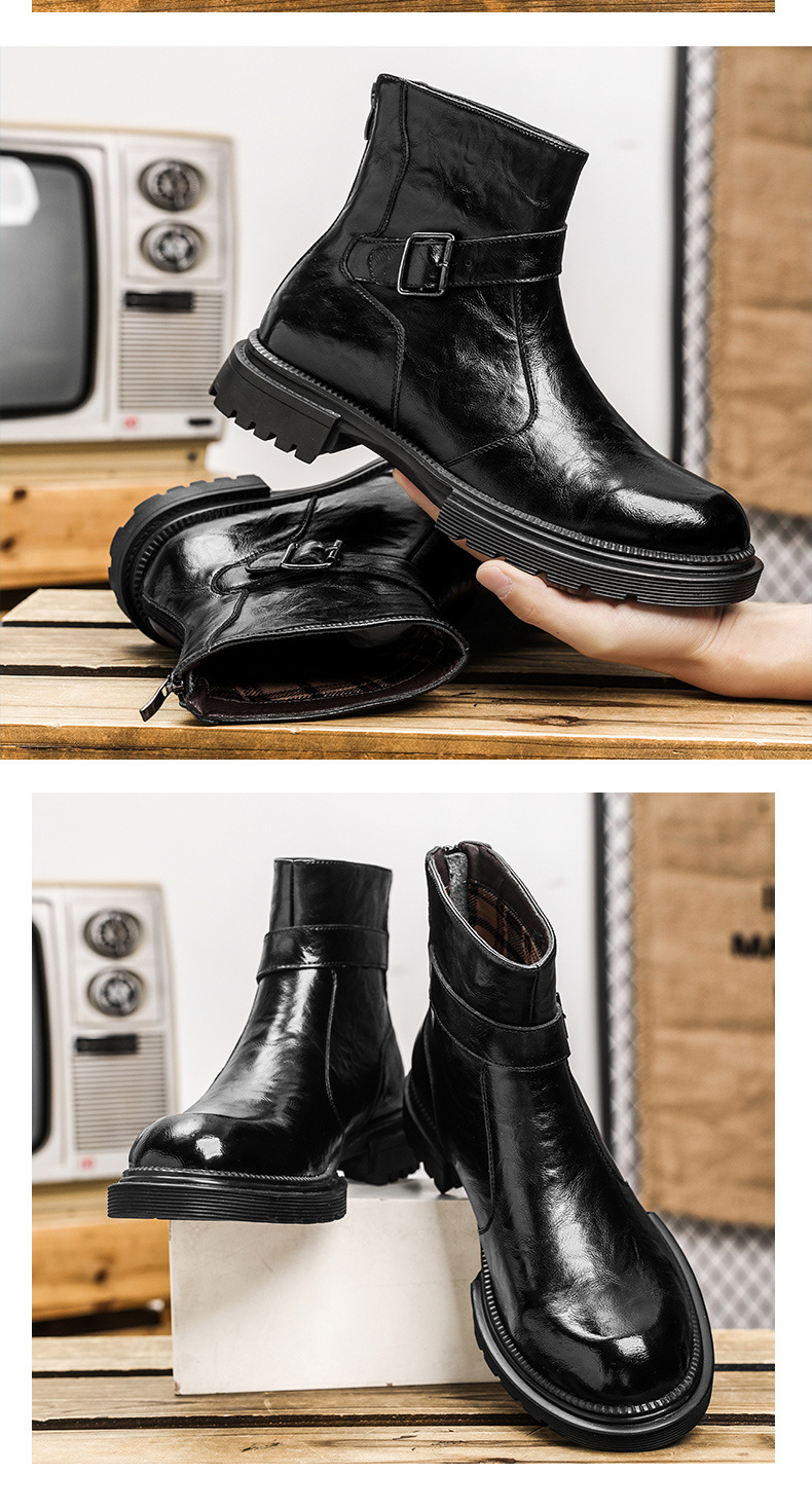 Casual heavy-soled work boots Autumn and winter fashion high-top leather boots retro all round head_voghion.com